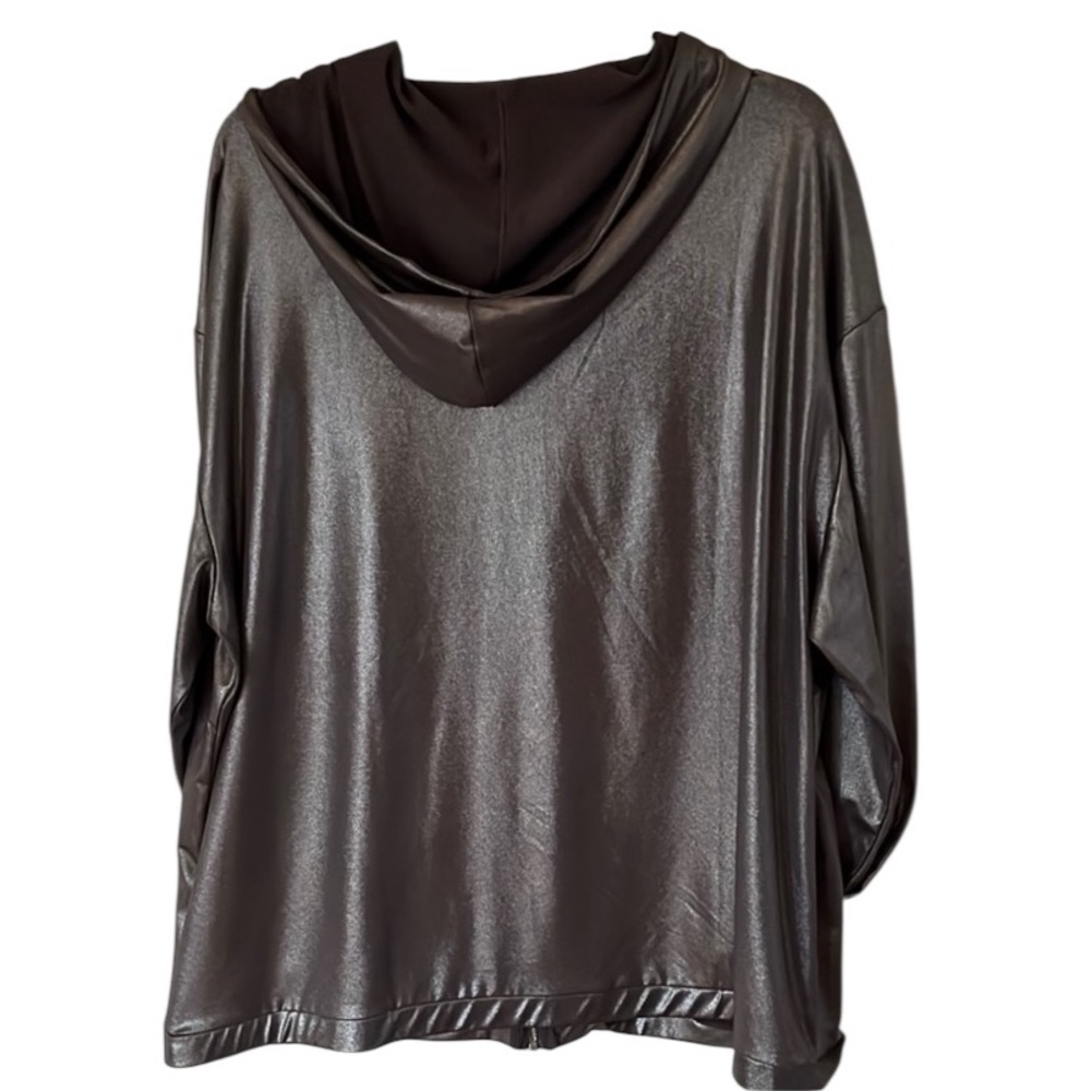 H&M ❤️ Coachella size XL Silver metallic hooded Jacket , pockets - Picture 2 of 16